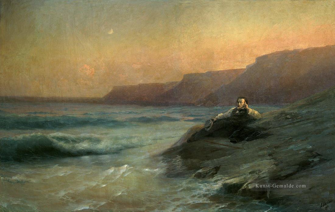pushkin auf der schwarzen Küste Meer 1887 Verspielt Ivan Aiwasowski russisch Ölgemälde